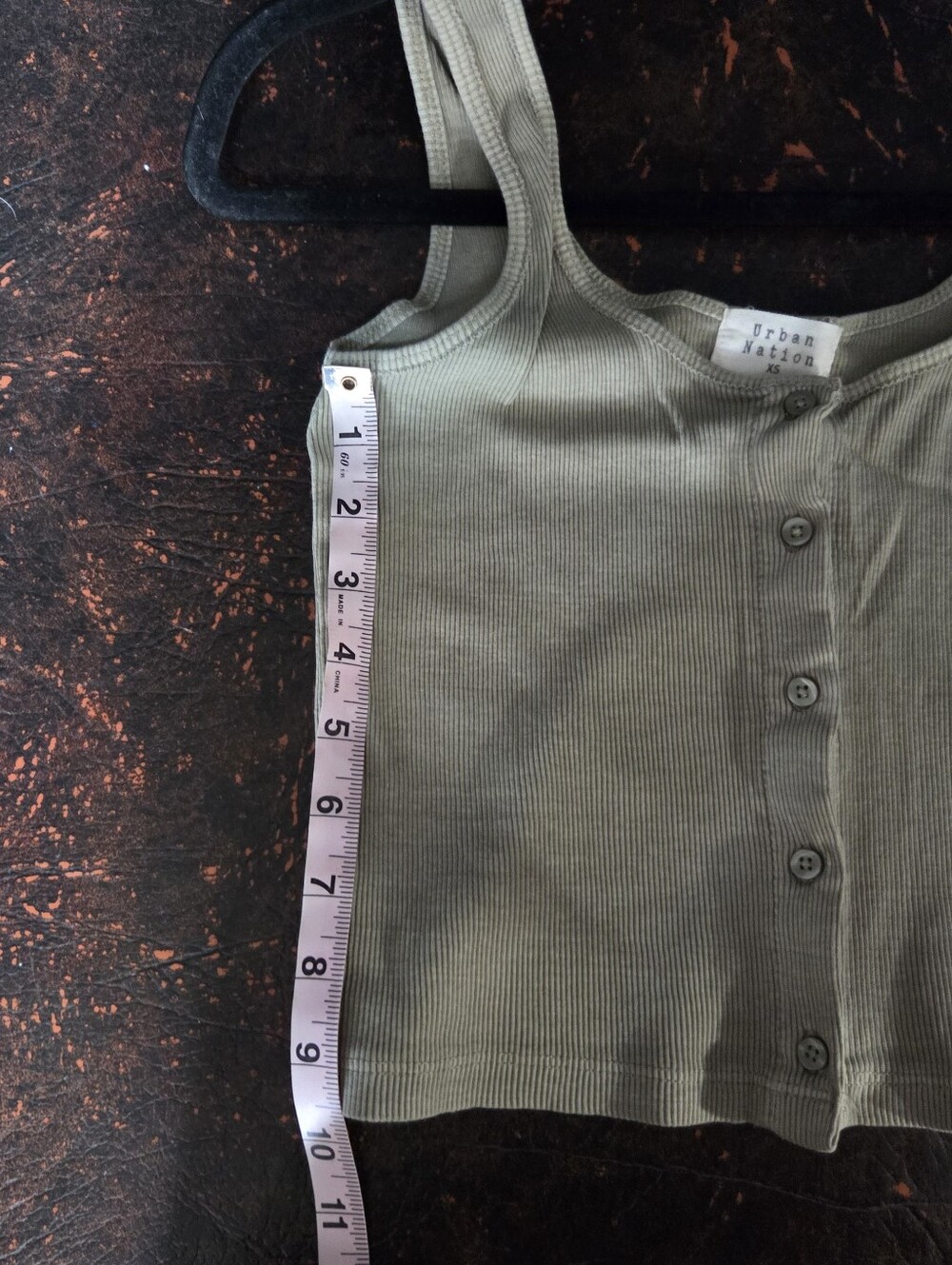 Urban Nation Extra Small Sage Green Ribbed Button-Front Tank Top - Picture 5 of 6